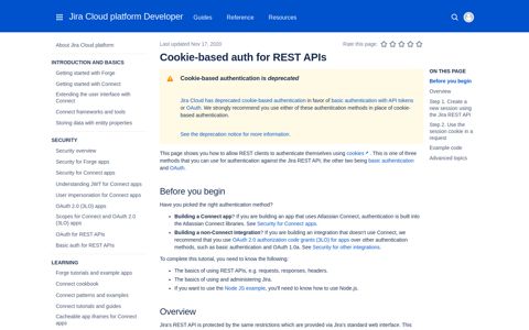 Cookie-based auth for REST APIs - Atlassian Developer