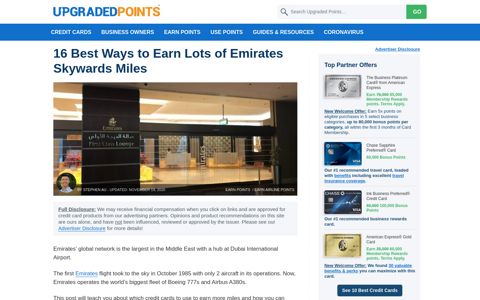 16 Best Ways to Earn Lots of Emirates Skywards Miles [2020]