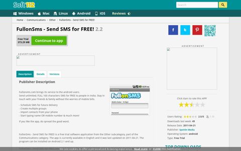 FullonSms - Send SMS for FREE! 2.2 Free Download