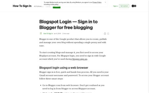 Blogspot Login — Sign in to Blogger for free blogging | by ...