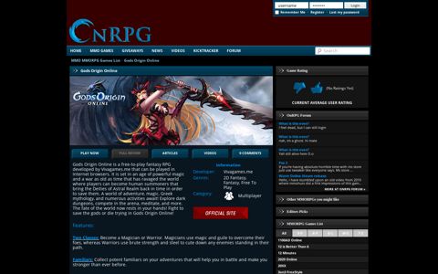 Gods Origin Online Overview | OnRPG
