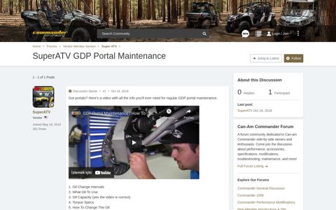 SuperATV GDP Portal Maintenance | Can-Am Commander ...