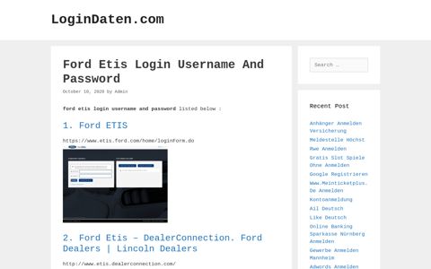 Ford Etis Username And Password - Ford Etis - LoginDaten.com