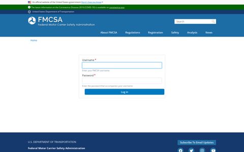 Log in | FMCSA - Federal Motor Carrier Safety Administration