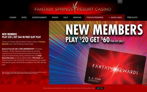 New Member Offer - Fantasy Springs Resort Casino
