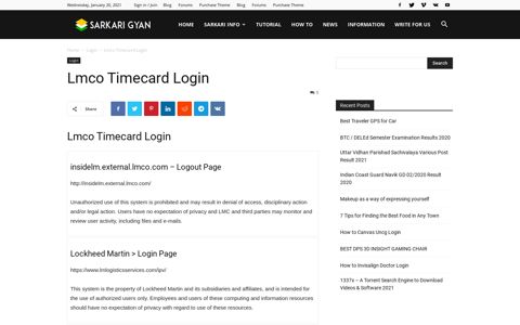 Lmco Timecard Login - Update 2020 - SARKARI GYAN