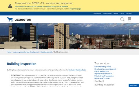Building Inspection | City of Lexington