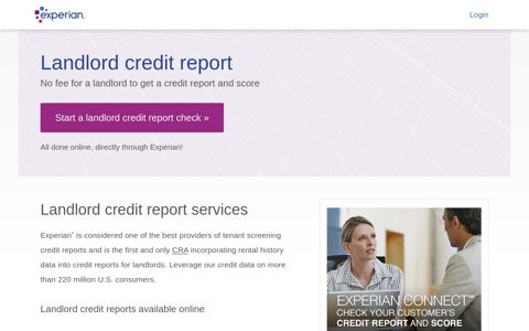 Landlord Credit Report - Experian Connect