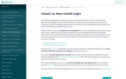 Classic vs. New Gandi Login - Gandi.net