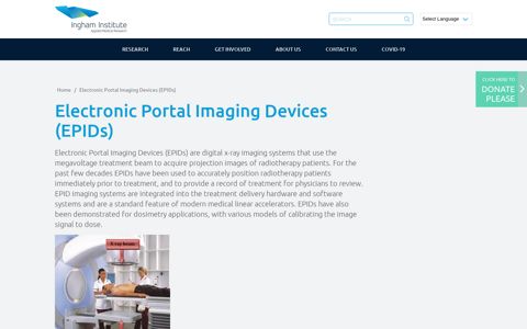 Electronic Portal Imaging Devices (EPIDs) - Ingham Institute ...
