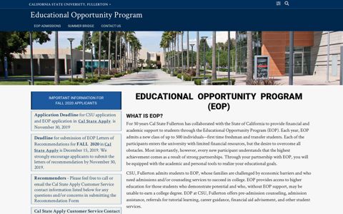 Educational Opportunity Program (EOP) - Cal State Fullerton