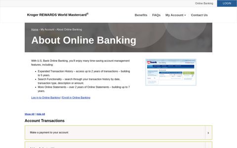 Kroger REWARDS World Mastercard® | About Online Banking