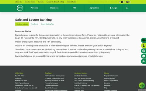 Safe Online Banking - Login Internet Banking | KVB