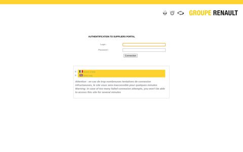 Authentification to Suppliers Portal - Groupe Renault