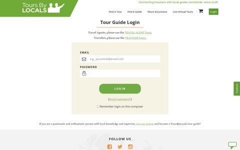 Tour Guide Login - ToursByLocals