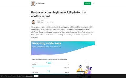 FastInvest.com - legitimate P2P platform or another scam?