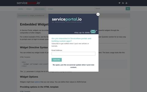 Embedded Widgets - Service Portal Documentation
