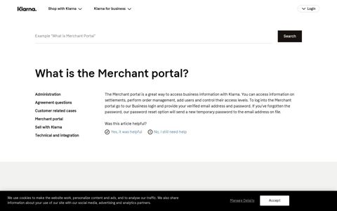 What is the Merchant portal? | Klarna US