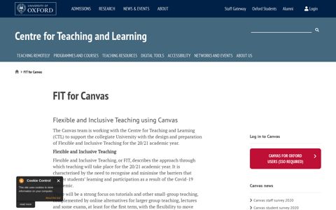 FIT for Canvas | Centre for Teaching and Learning