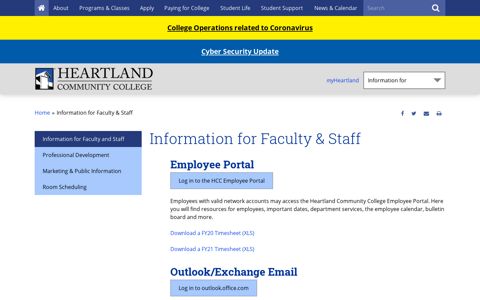 Information for Faculty & Staff | Heartland Community College