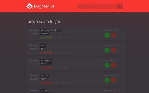fortune.com logins - BugMeNot