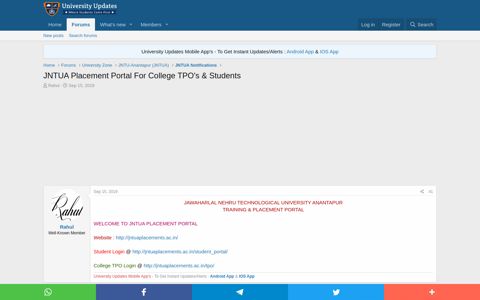 JNTUA Placement Portal For College TPO's & Students ...