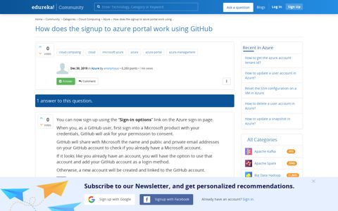 How does the signup to azure portal work using GitHub ...