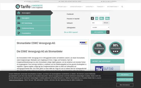 ESWE: Jetzt Stromtarife vergleichen - Tarifo.de