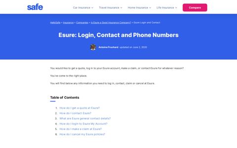 Esure: Login, Contact and Phone Numbers - Hello-Safe.co.uk