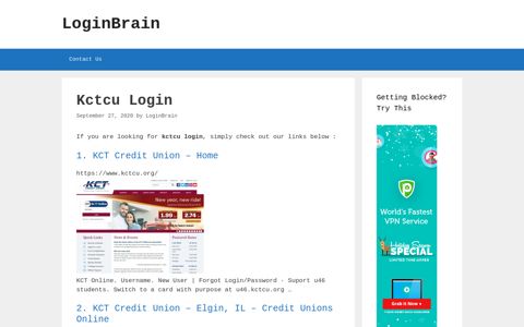 Kctcu - Kct Credit Union - Home - LoginBrain