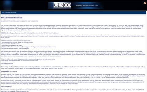Self-Enrollment Disclosure - GENCO FCU - GENCO Federal ...