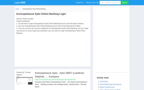 Kreissparkasse Syke Online Banking Login - LoginWill
