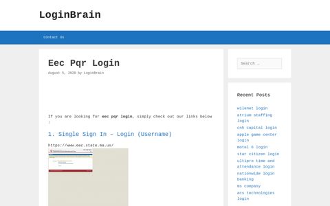 Eec Pqr - Single Sign In - Login (Username) - LoginBrain