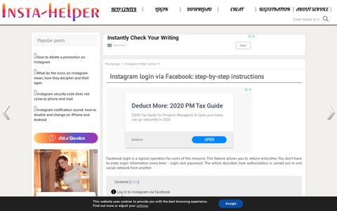 Instagram login via Facebook: step-by-step instructions