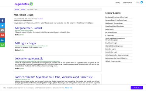 Mit Jobnet Login Mit jobcenter - Jobnet - https://info.jobnet.dk ...
