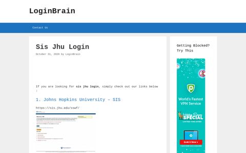 sis jhu login - LoginBrain