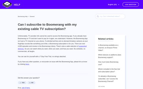Can I subscribe to Boomerang with my existing cable TV ...