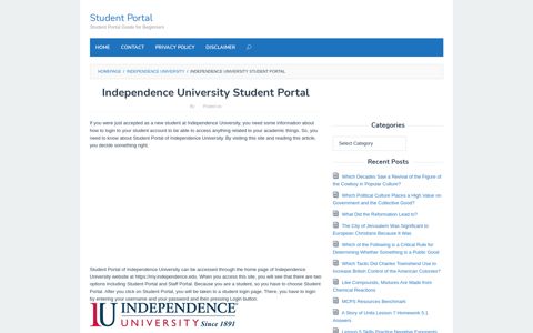 Independence University Student Portal – Student Portal