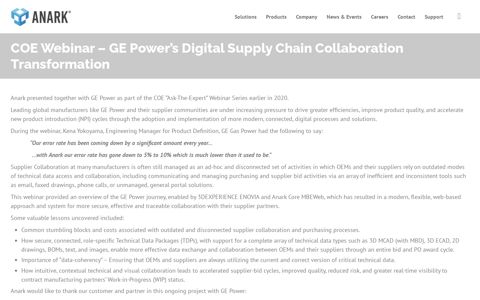 COE Webinar - GE Power's Digital Supply Chain ...