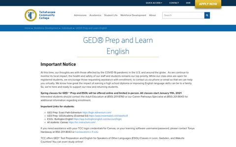 GED® Prep and Learn English - Tallahassee Community ...