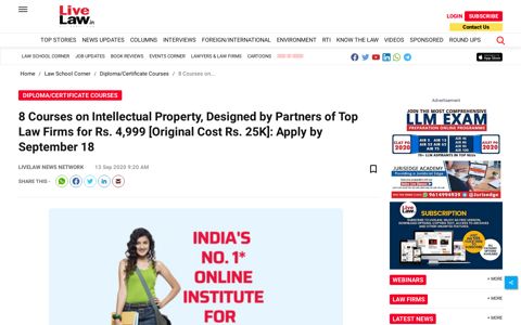 8 Courses on Intellectual Property, Designed by ... - Live Law