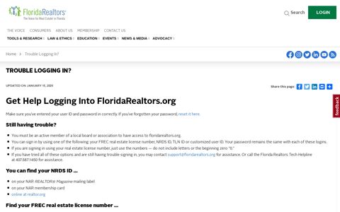 Trouble Logging In? | Florida Realtors
