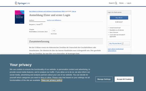 Anmeldung Elster und erster Login | SpringerLink