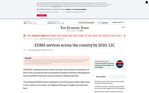 EDMS services across the country by 2010: LIC - The ...