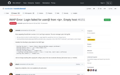 IMAP Error: Login failed for user@ from <ip>. Empty host ...
