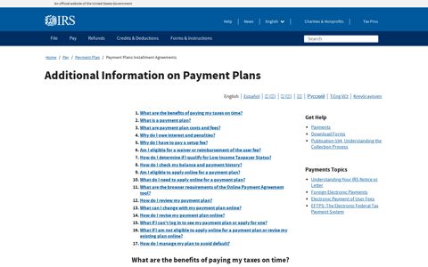 Payment Plans Installment Agreements | Internal Revenue ...