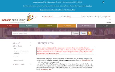 Library Cards - Evanston Public Library