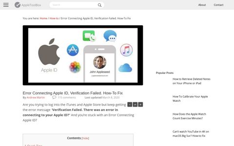Error Connecting Apple ID, Verification Failed. How-To Fix ...