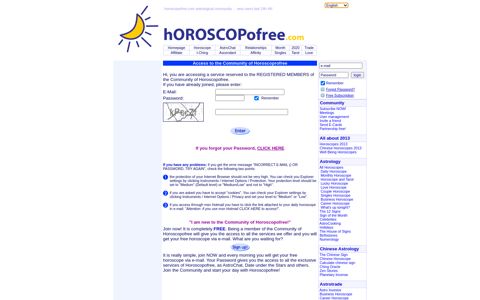 Login - hOROSCOPofree.com