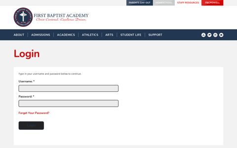 First Baptist Academy - Login